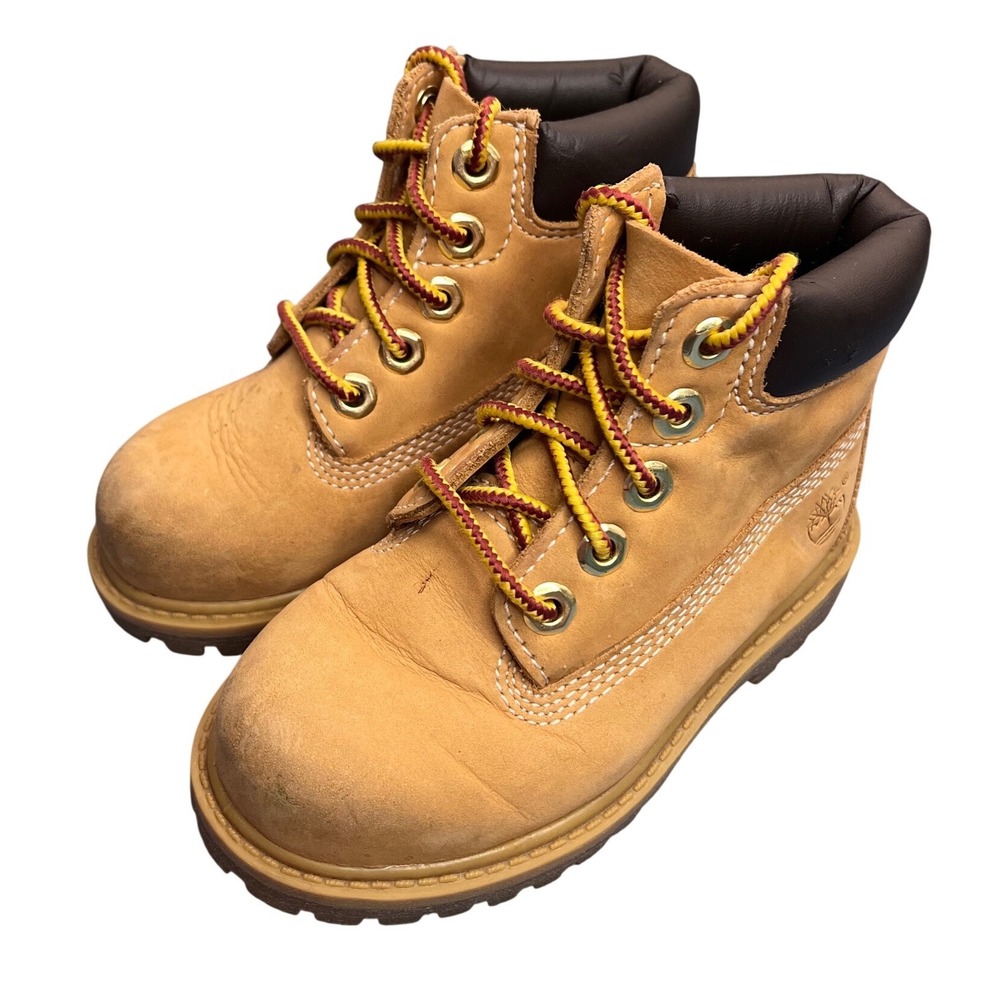Timberland 6 Inch Premium Waterproof Wheat Leather Boots Kids 7M 12809